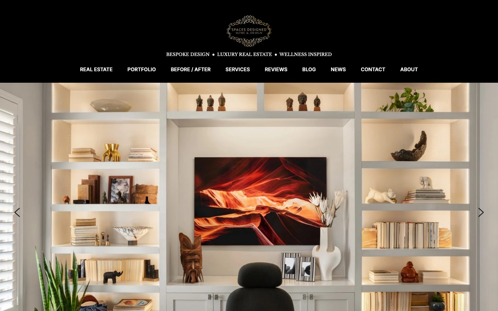 The current spacesdesigned.com homepage