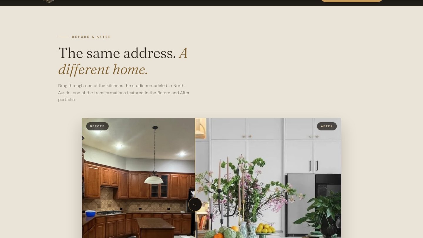 The before and after section of the new homepage